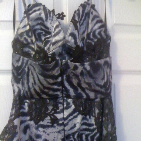Women Long Evening Gown Dark Grey Animal Print S - Picture 5 of 8